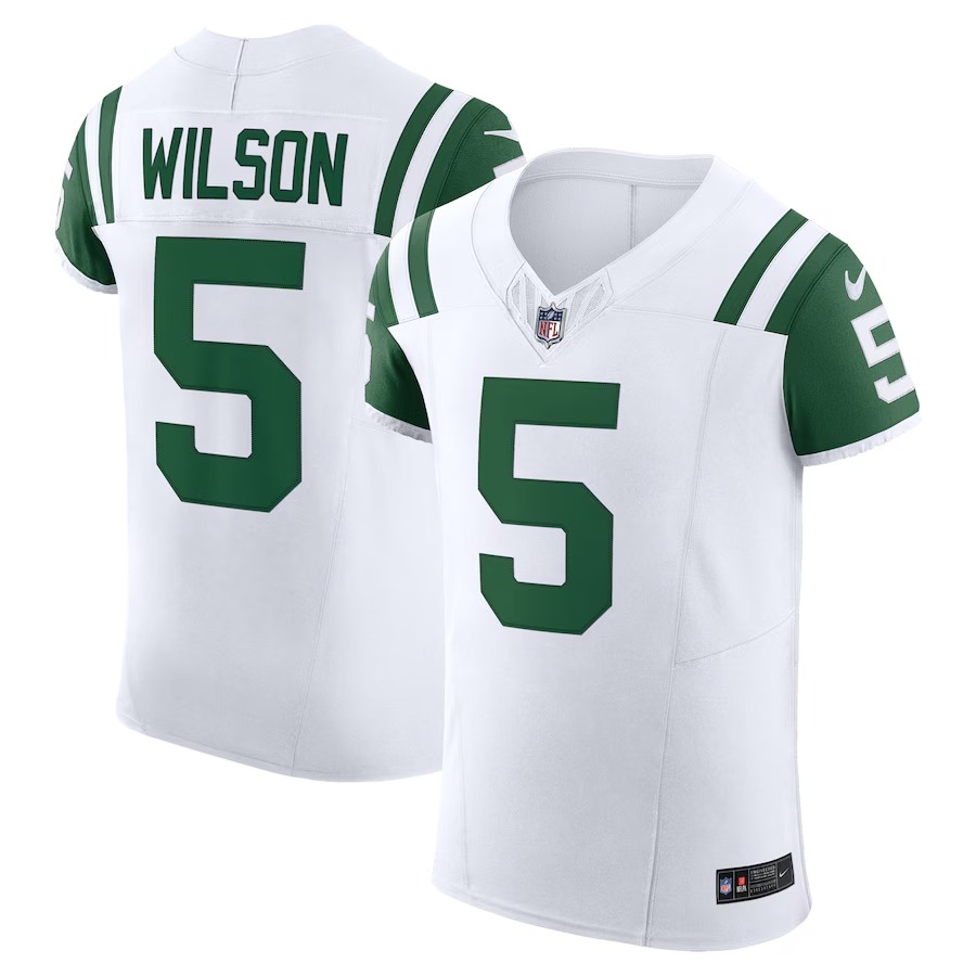 Men's New York Jets Garrett Wilson Nike White Classic Alternate Vapor F.U.S.E. Elite Jersey - U-jersey