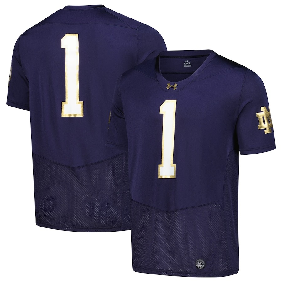 #1 Notre Dame Fighting Irish Under Armour Premier Football Jersey - Navy - U-jersey