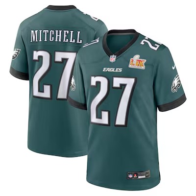 Men's Philadelphia Eagles Quinyon Mitchell Nike Midnight Green Super Bowl LIX Game Player Jersey - U-jersey