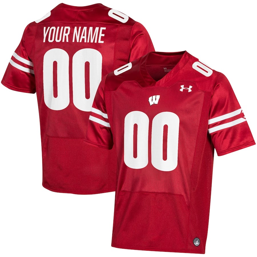 Wisconsin Badgers Under Armour Custom Jersey - Red - U-jersey