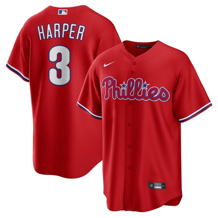 Men's Philadelphia Phillies Bryce Harper Nike Red Alternate Replica Player Name Jersey - U-jersey