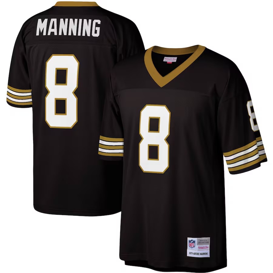 Men's New Orleans Saints Archie Manning Mitchell & Ness Black Legacy Replica Jersey - U-jersey