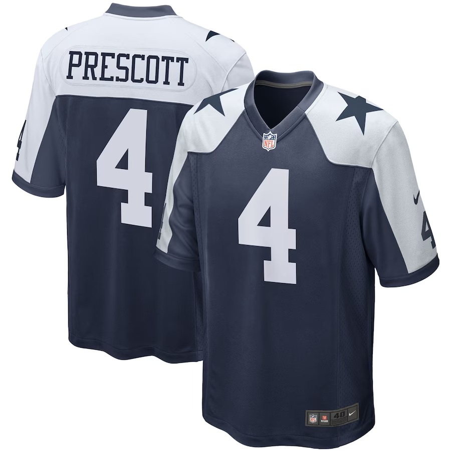 Men's Dallas Cowboys Dak Prescott Nike Navy Alternate Game Team Jersey - U-jersey