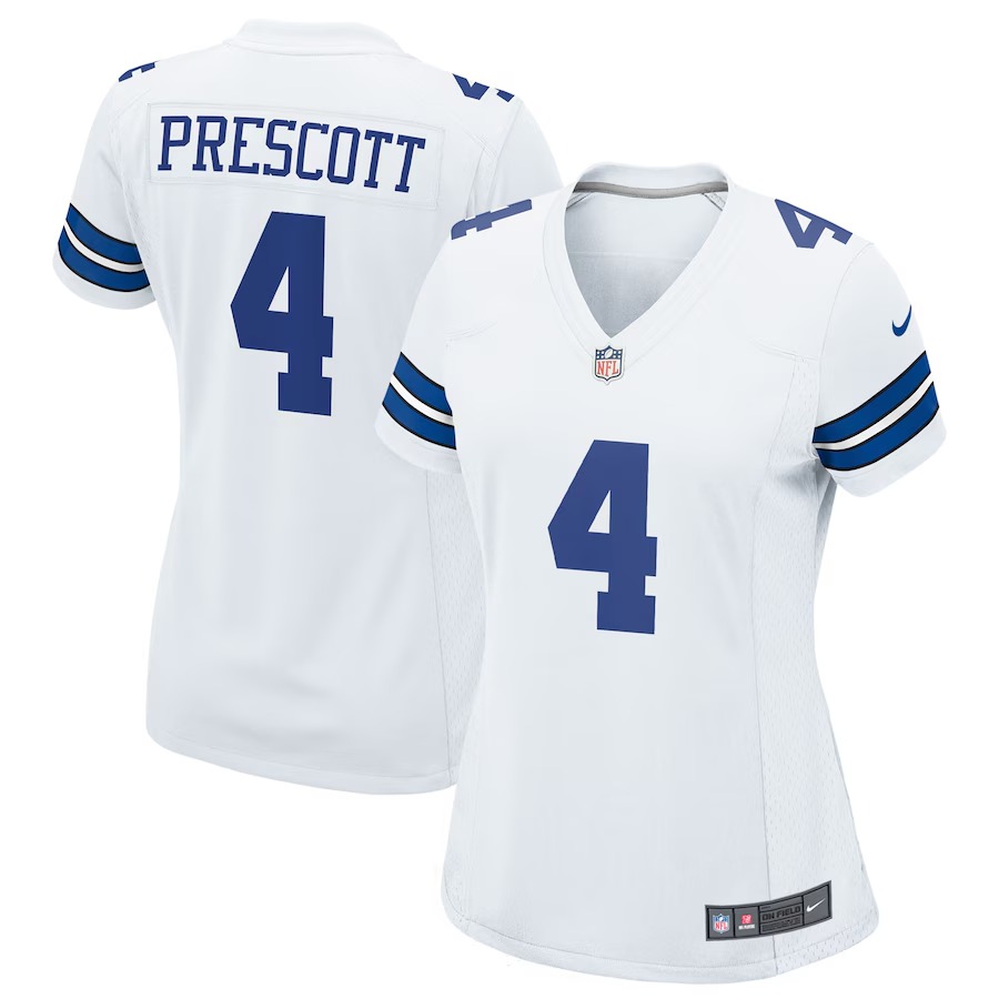 Women's Dallas Cowboys Dak Prescott Nike White Team Game Jersey - U-jersey