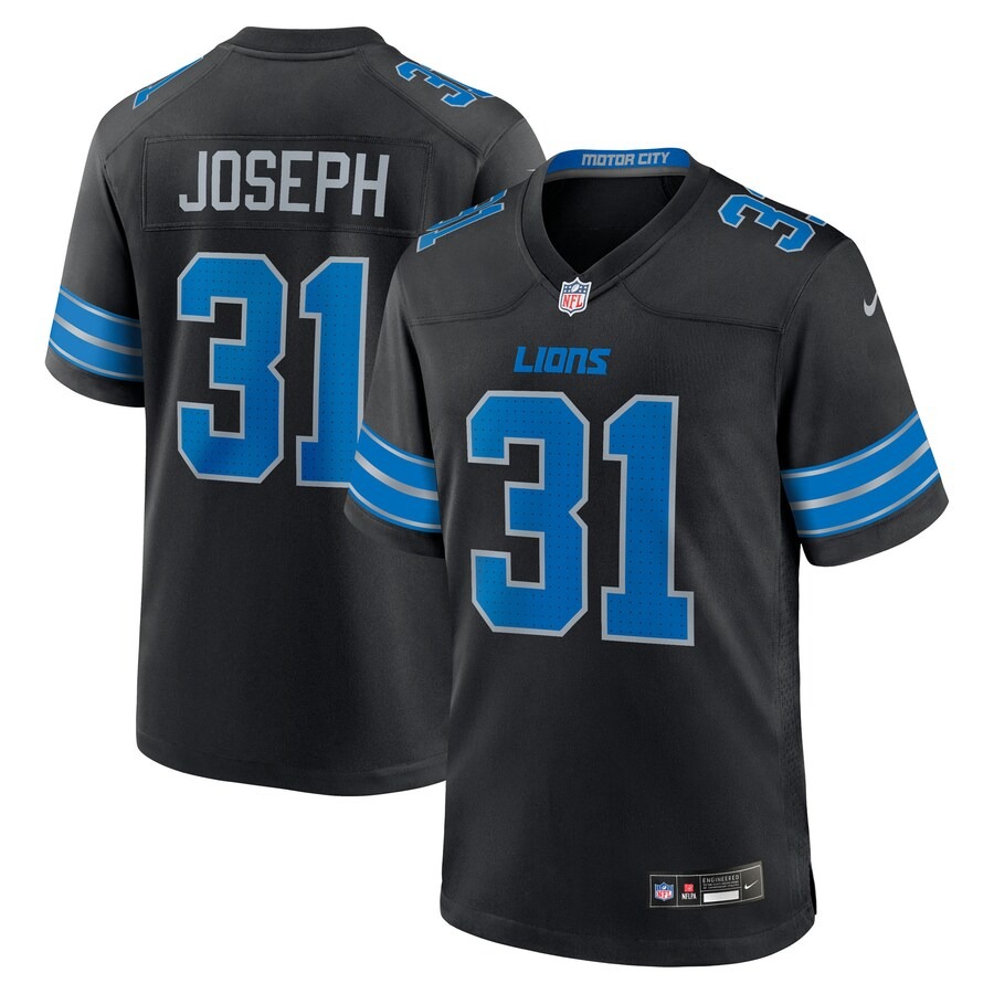 Men's Detroit Lions Kerby Joseph Nike  Black Alternate 2 Game Jersey - U-jersey
