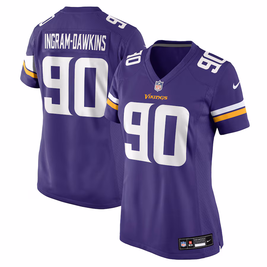 Women's Minnesota Vikings Tyrion Ingram-Dawkins Nike Purple Team Game Jersey - U-jersey