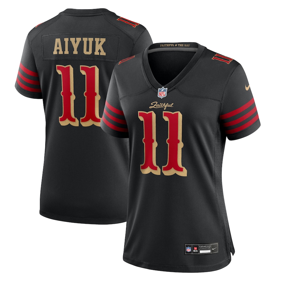Women's San Francisco 49ers Brandon Aiyuk Nike Black 2025 Rivalries Collection Game Jersey - U-jersey