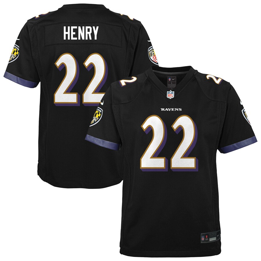 Youth Baltimore Ravens Derrick Henry Nike Black Team Game Jersey - U-jersey