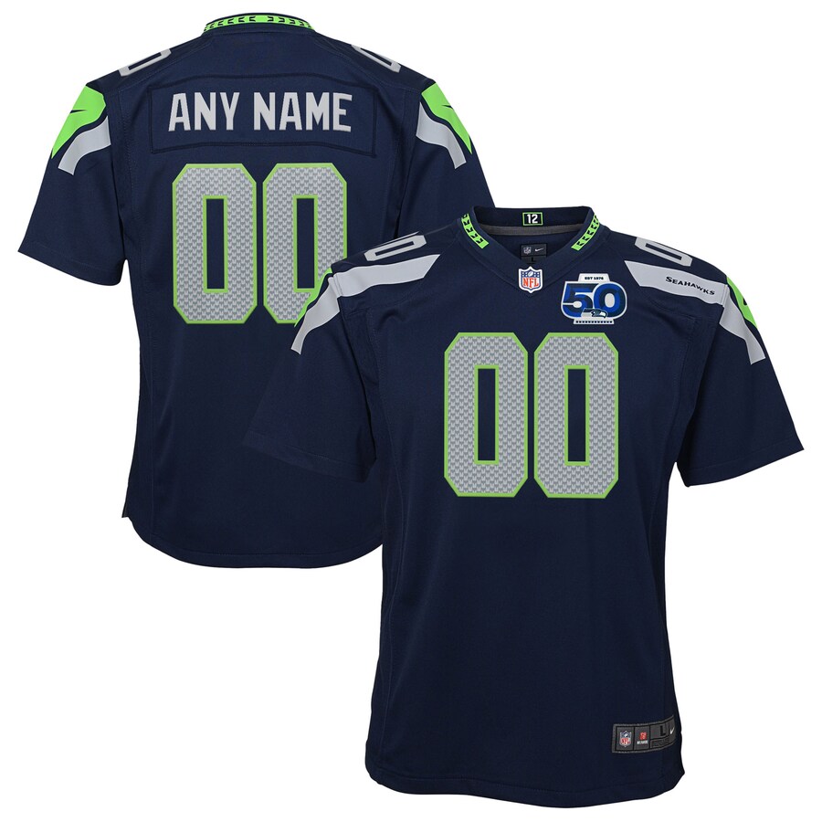 Youth Seattle Seahawks Nike College Navy 50th Season Team Custom Game Jersey - U-jersey