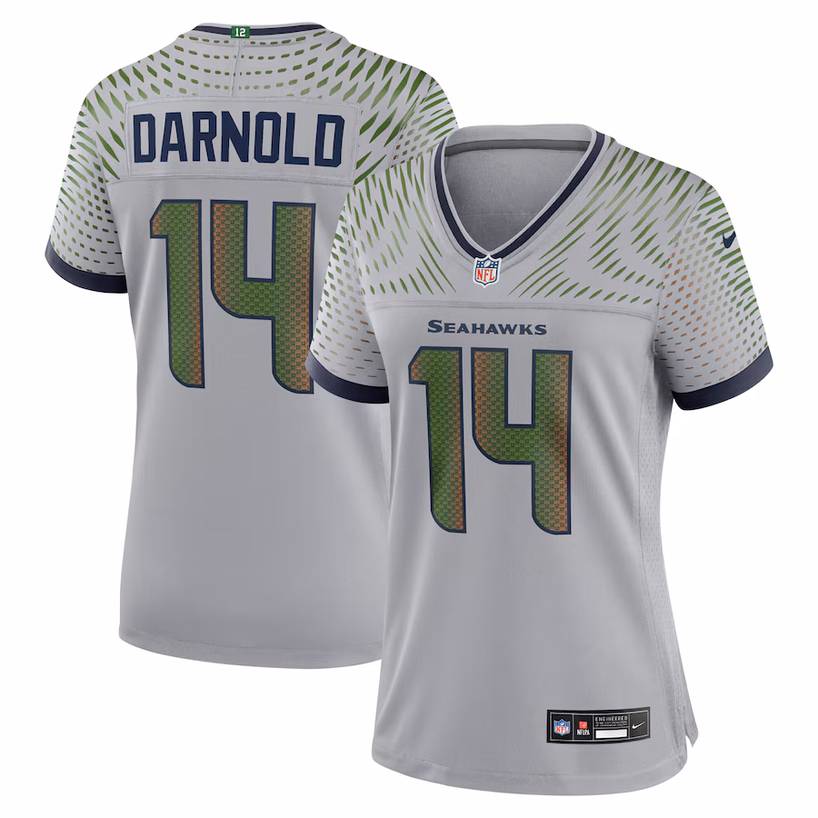 Women's Seattle Seahawks Sam Darnold Nike Wolf Gray 2025 Rivalries Collection Game Jersey - U-jersey