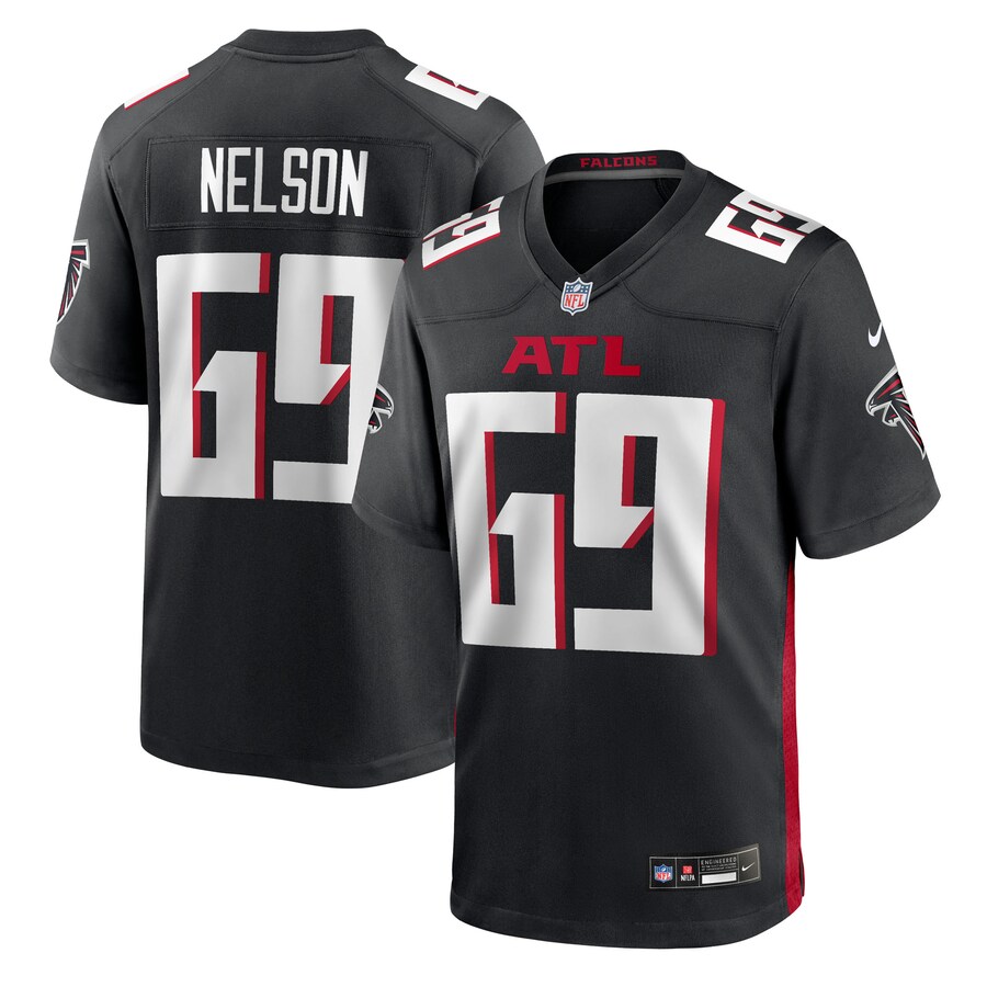 Men's Atlanta Falcons Jack Nelson Nike Black Team Game Jersey - U-jersey