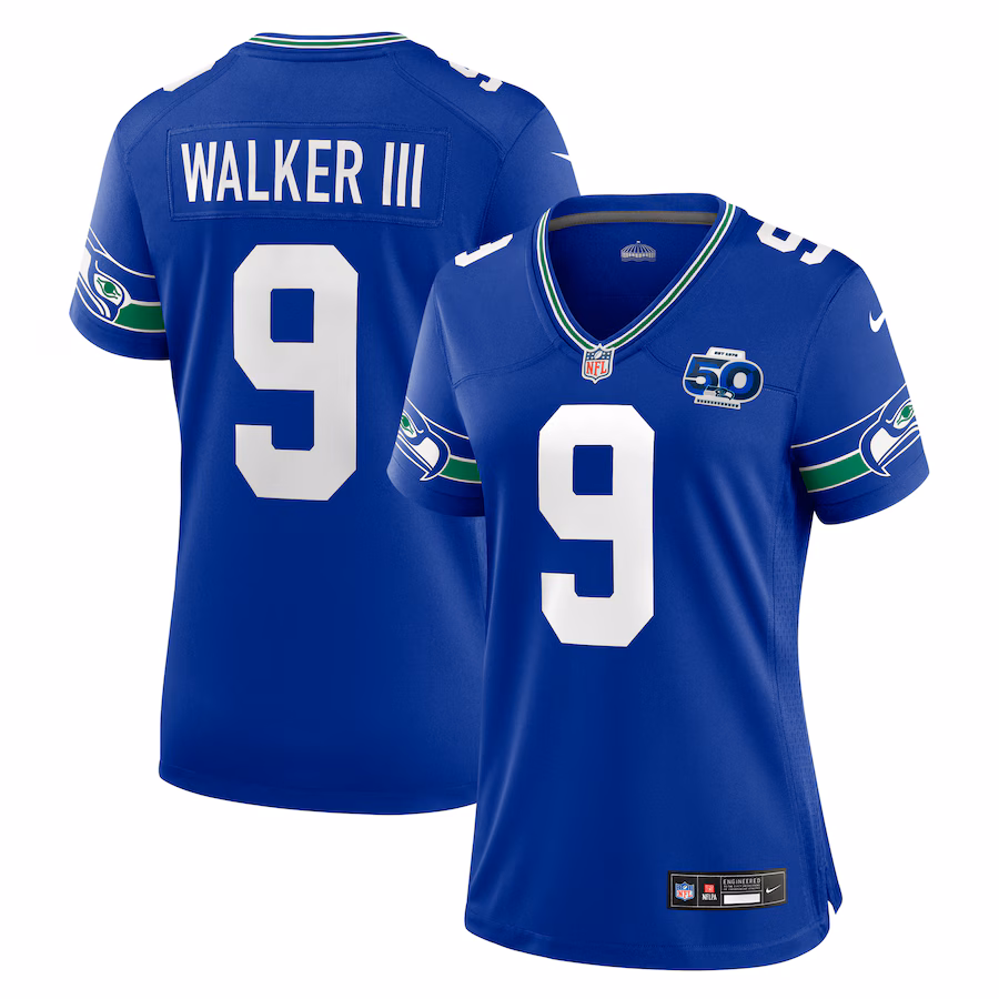 Women's Seattle Seahawks Kenneth Walker III Nike Royal Alternate 2 50th Season Game Jersey - U-jersey