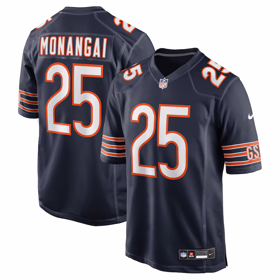 Men's Chicago Bears Kyle Monangai Nike Navy Team Game Jersey - U-jersey