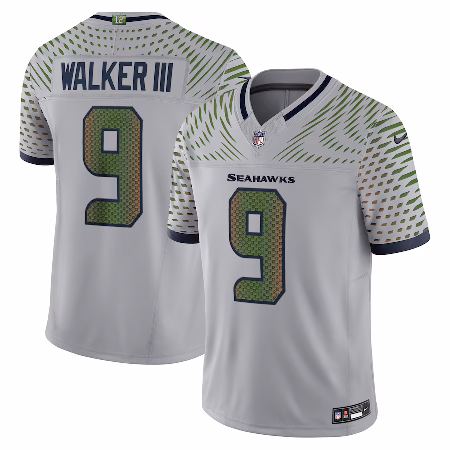 Men's Seattle Seahawks Kenneth Walker III Nike Wolf Gray 2025 Rivalries Collection Limited Jersey - U-jersey