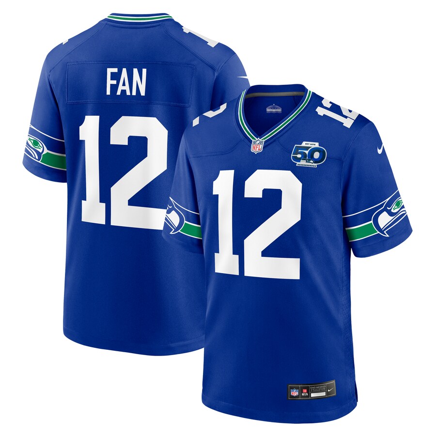 Men's Seattle Seahawks 12 Fan Nike Royal Alternate 2 50th Season Game Jersey - U-jersey