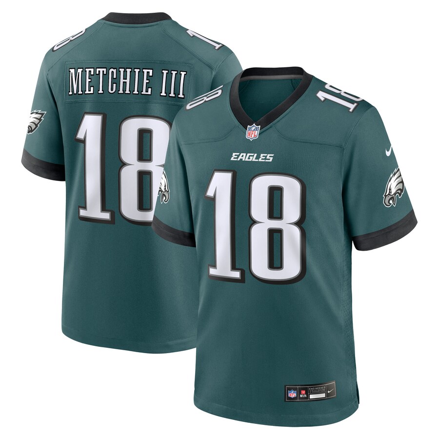 Men's Philadelphia Eagles John Metchie III Nike Midnight Green Team Game Jersey - U-jersey