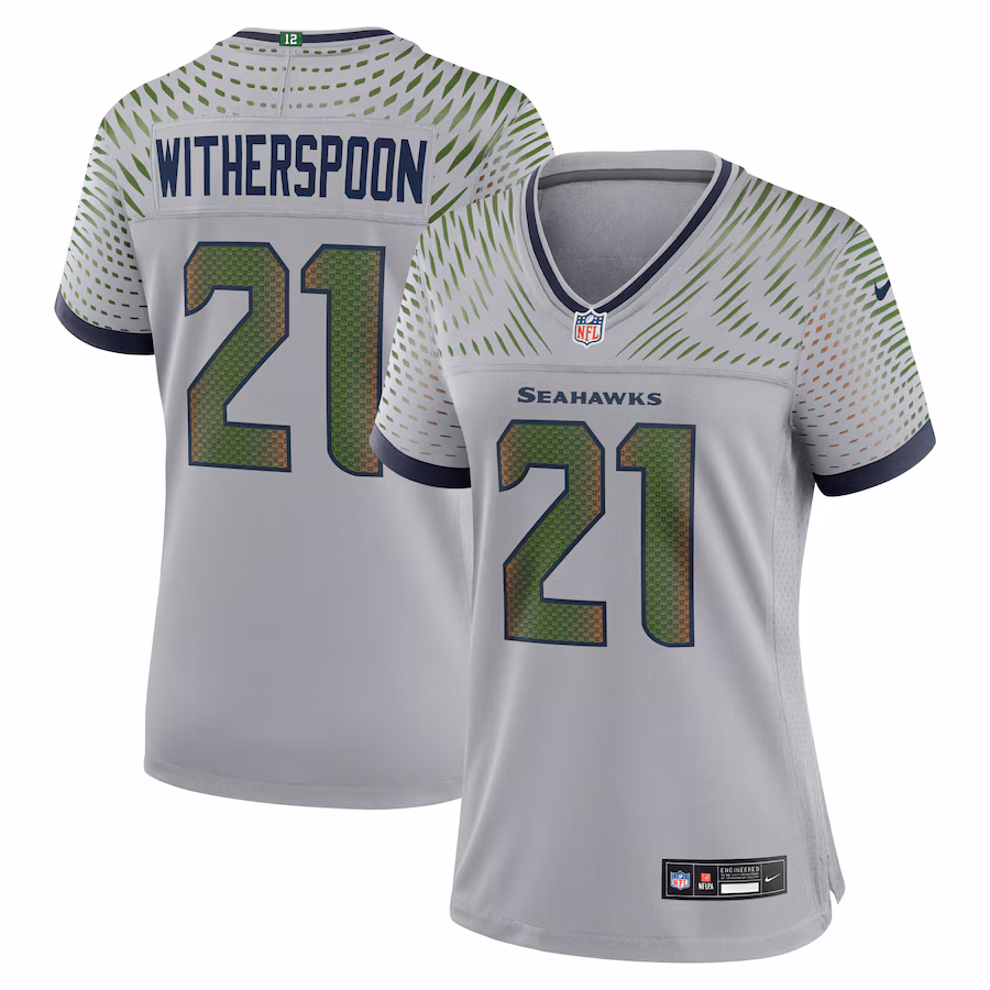 Women's Seattle Seahawks Devon Witherspoon Nike Wolf Gray 2025 Rivalries Collection Game Jersey - U-jersey