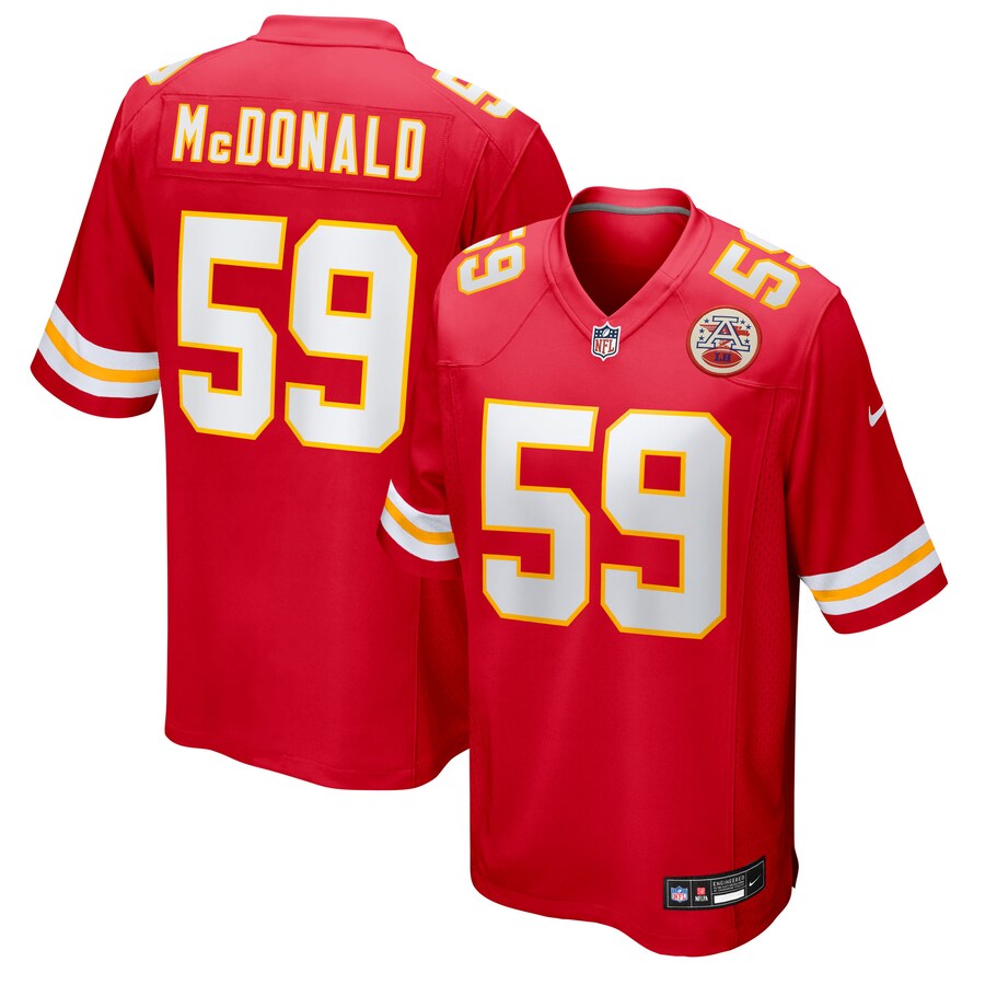 Men's Kansas City Chiefs Cooper McDonald Nike Red Team Game Jersey - U-jersey