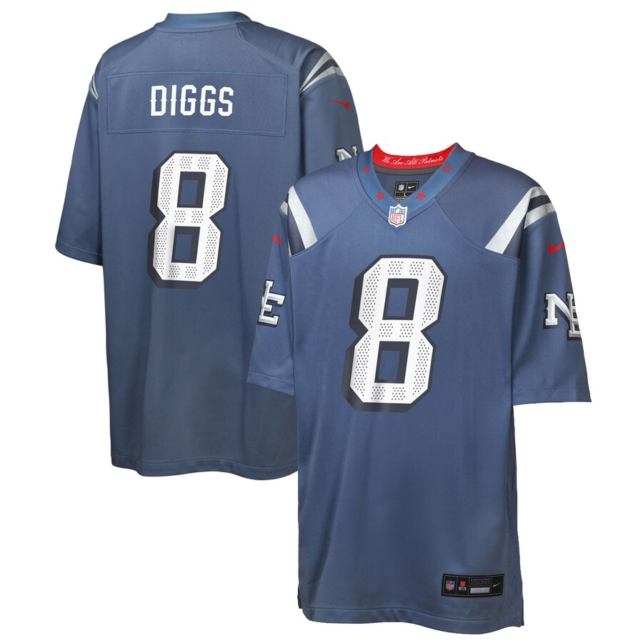 Youth New England Patriots Stefon Diggs Nike Storm Blue 2025 Rivalries Collection Game Jersey - U-jersey