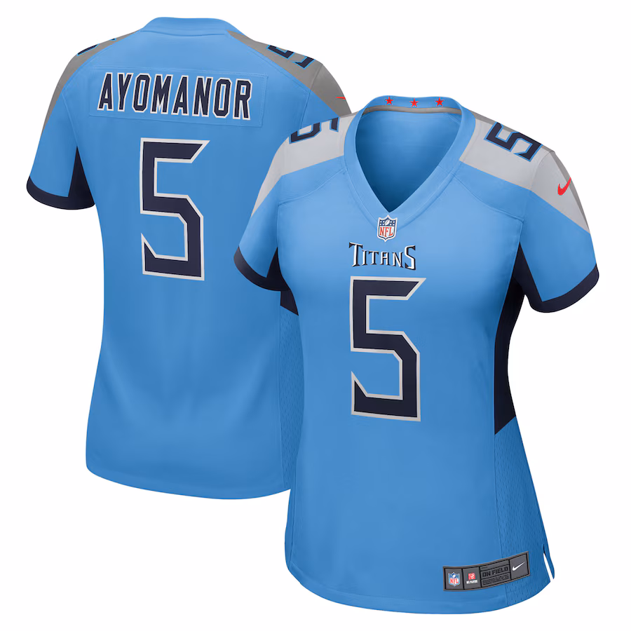 Women's Tennessee Titans Elic Ayomanor Nike Light Blue Team Game Jersey - U-jersey