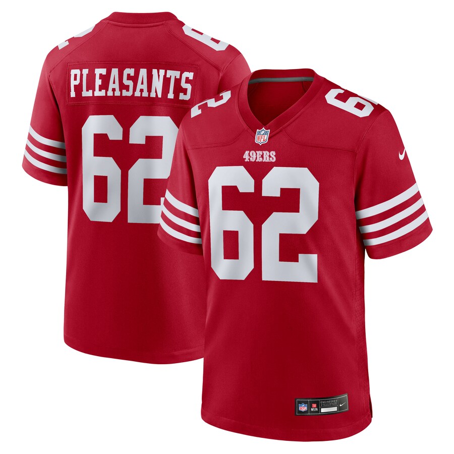 Men's San Francisco 49ers Austen Pleasants Nike Scarlet Team Game Jersey - U-jersey