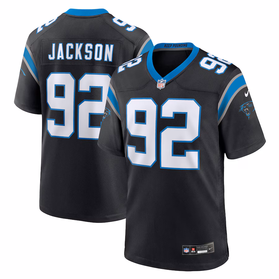 Men's Carolina Panthers Cam Jackson Nike Black Team Game Jersey - U-jersey