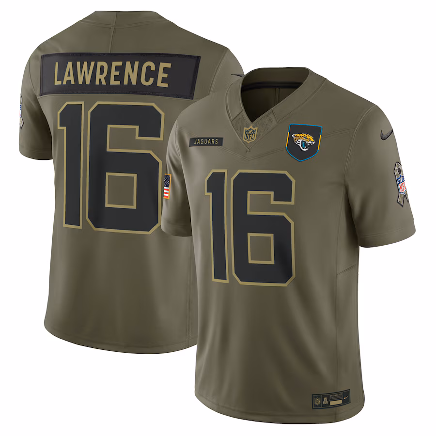 Men's Jacksonville Jaguars Trevor Lawrence Nike Olive 2025 Salute to Service Limited Jersey - U-jersey