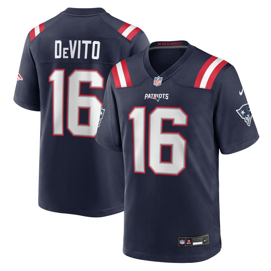 Men's New England Patriots Tommy DeVito Nike Navy Team Game Jersey - U-jersey