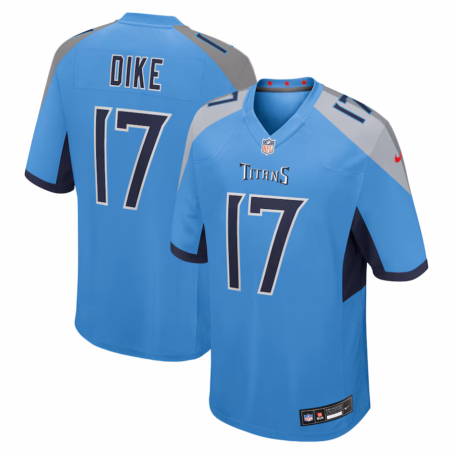 Men's Tennessee Titans Chimere Dike Nike Light Blue Team Game Jersey - U-jersey