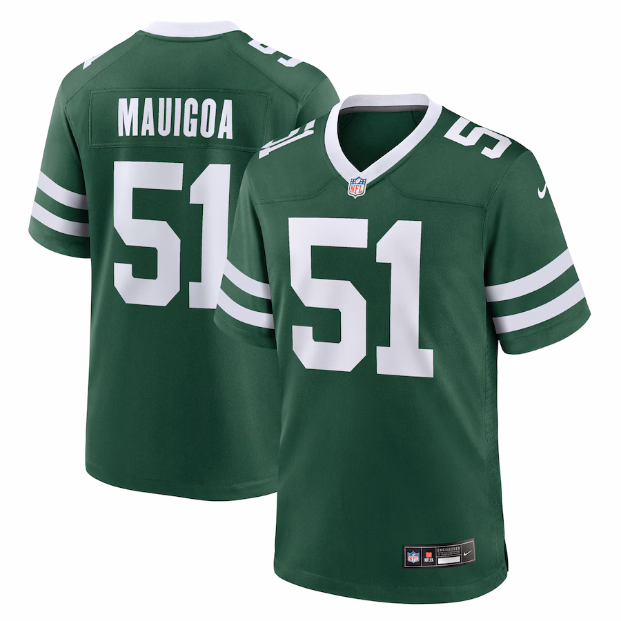 Men's New York Jets Francisco Mauigoa Nike Legacy Green Team Game Jersey - U-jersey