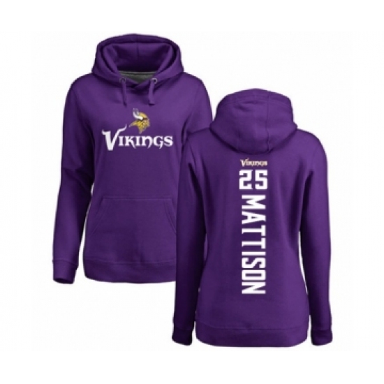 Football Women's Minnesota Vikings #25 Alexander Mattison Purple Backer Pullover Hoodie - U-jersey