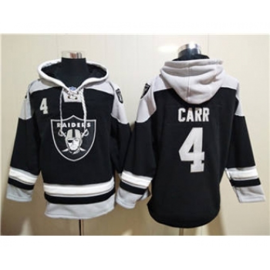 Men's Las Vegas Raiders #4 Derek Carr Ageless Must-Have Lace-Up Pullover Football Hoodie - U-jersey