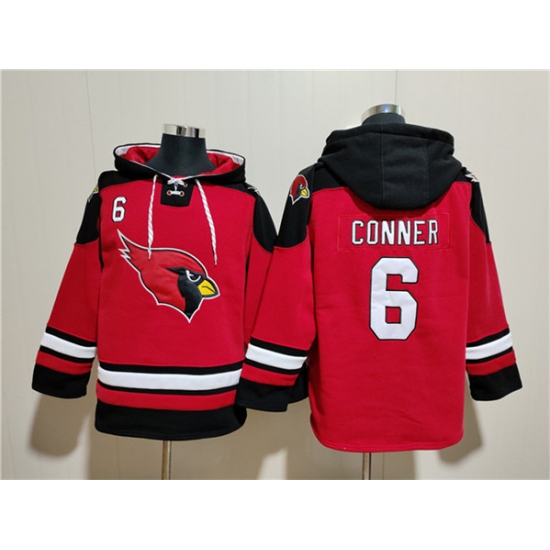 Men's Arizona Cardinals #6 James Conner Red Ageless Must-Have Lace-Up Pullover Hoodie - U-jersey