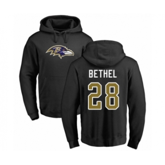 Football Baltimore Ravens #28 Justin Bethel Black Name & Number Logo Pullover Hoodie - U-jersey