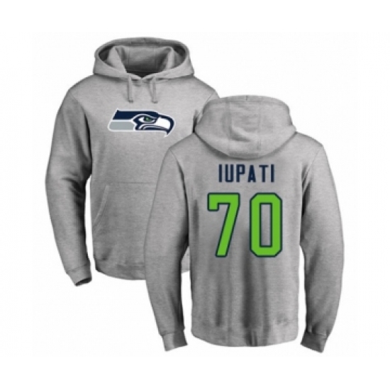 Football Seattle Seahawks #70 Mike Iupati Ash Name & Number Logo Pullover Hoodie - U-jersey