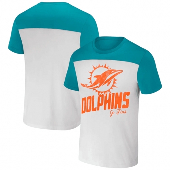 Men's Miami Dolphins Cream Aqua X Darius Rucker Collection Colorblocked T Shirt - U-jersey