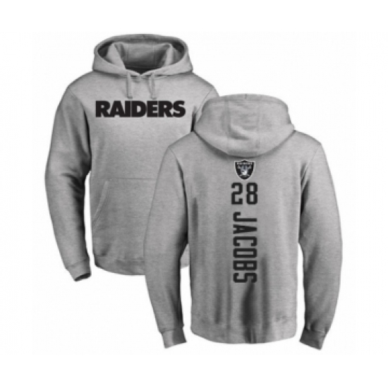 Football Oakland Raiders #28 Josh Jacobs Ash Backer Pullover Hoodie - U-jersey