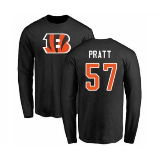 Football Cincinnati Bengals #57 Germaine Pratt Black Name & Number Logo Long Sleeve T-Shirt - U-jersey