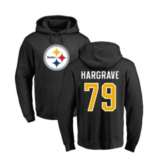 Football Pittsburgh Steelers #79 Javon Hargrave Black Name & Number Logo Pullover Hoodie - U-jersey