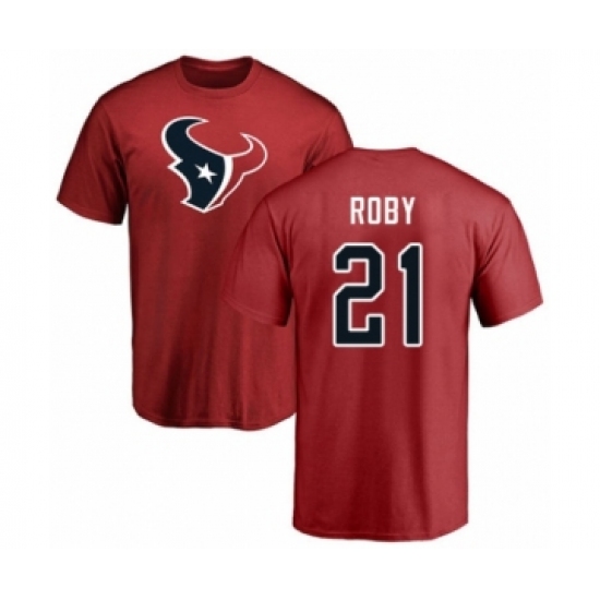Football Houston Texans #21 Bradley Roby Red Name & Number Logo T-Shirt - U-jersey