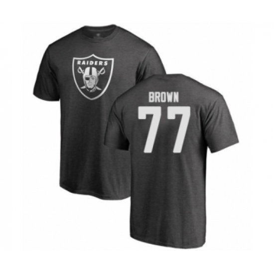 Football Oakland Raiders #77 Trent Brown Ash One Color T-Shirt - U-jersey