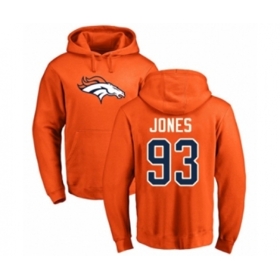 Football Denver Broncos #93 Dre'Mont Jones Orange Name & Number Logo Pullover Hoodie - U-jersey