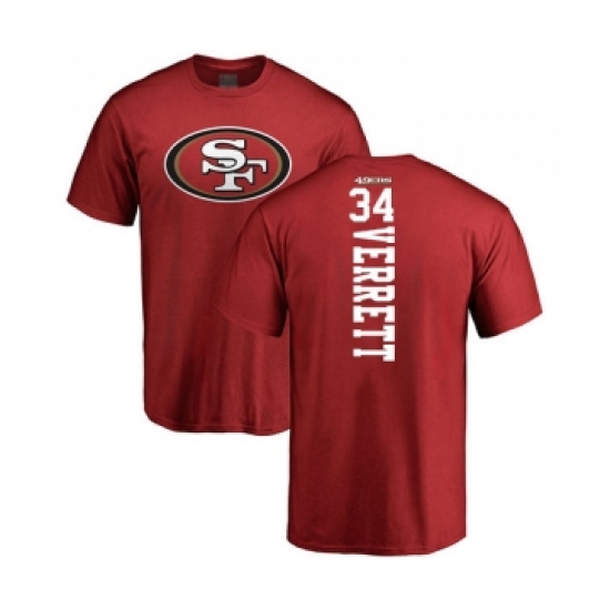 Football San Francisco 49ers #34 Jason Verrett Red Backer T-Shirt - U-jersey