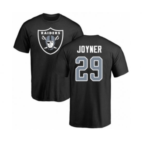 Football Oakland Raiders #29 Lamarcus Joyner Black Name & Number Logo T-Shirt - U-jersey