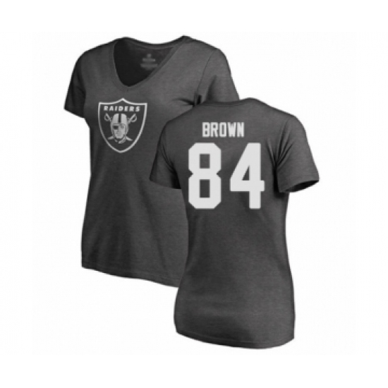 Football Women's Oakland Raiders #84 Antonio Brown Ash One Color T-Shirt - U-jersey
