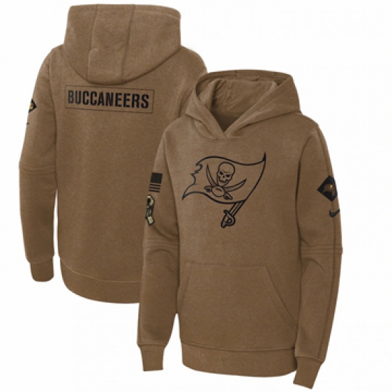 Youth Tampa Bay Buccaneers Nike Brown 2023 Salute to Service Club Fleece Pullover Hoodie - U-jersey