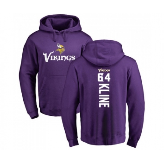 Football Minnesota Vikings #64 Josh Kline Purple Backer Pullover Hoodie - U-jersey