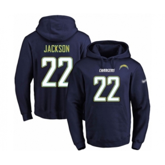 Football Men's Los Angeles Chargers #22 Justin Jackson Navy Blue Name & Number Pullover Hoodie - U-jersey