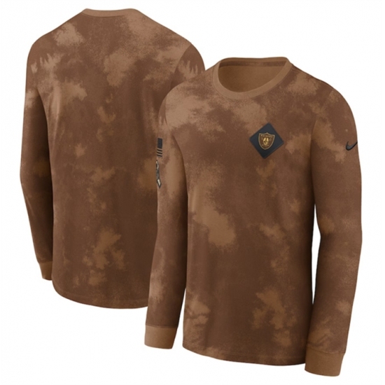 Men's Las Vegas Raiders Brown 2023 Salute To Service Long Sleeve T Shirt - U-jersey