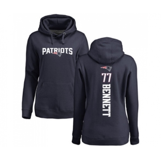 Football Women's New England Patriots #77 Michael Bennett Navy Blue Backer Pullover Hoodie - U-jersey